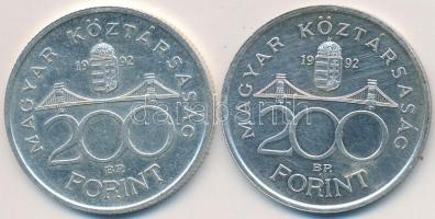 1992. 200Ft Ag "MNB" (2x) T:2,2-