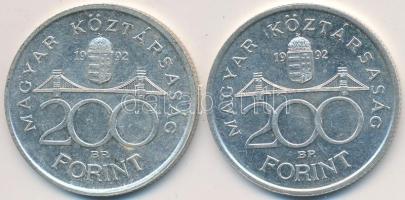 1992. 200Ft Ag "MNB" (2x) T:2,2-