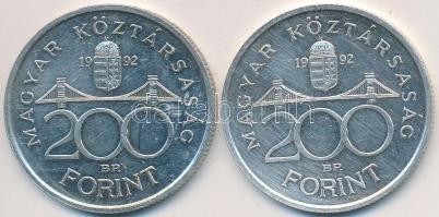 1992. 200Ft Ag "MNB" (2x) T:2,2-