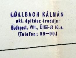 cca 1905 A Villányi úti családi háztelep telekfelosztási rajza, nyomtatott tervrajz, Löllbach Kálmán...