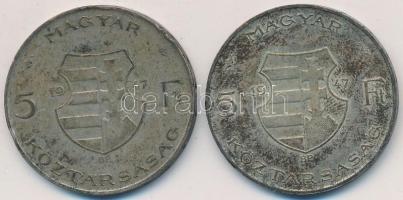 1947. 5Ft Ag "Kossuth" (2x) T:2-,3 patina