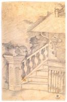 Benczúr jelzéssel: Balkon, grafika, papír, 37x24cm