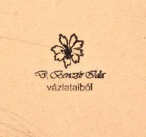 Benczúr jelzéssel: Virágok, grafika, papír, 33x24cm