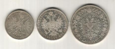 Ausztria 1860. 1Fl Ag T:1 + 1900. 5K Ag T:2/3+ + 1912. 2K T:2