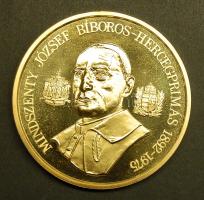 1992. "Mindszenty József" aranyozott Br extrém nagyméretű emlékplakett T:BU