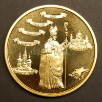 1992. "Mindszenty József" aranyozott Br extrém nagyméretű emlékplakett T:BU