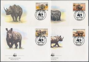 WWF Orrszarvúk sor 4 FDC, WWF rhinos set 4 FDC