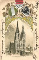 Köln, cathedral, coat of arms, floral, Art Nouveau, Emb. litho s: M. Trübe (EK)