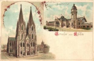 Köln, Dom, Hauptbahnhof / dome, railway station, floral litho (EK)