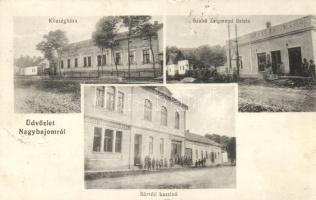 Nagybajom, Községháza, Szabó Zsigmond üzlete, Sárréti kaszinó, Járási takarékpénztár