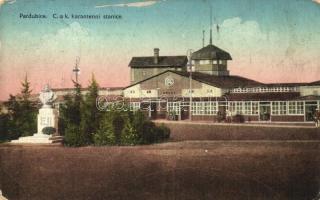 Pardubice, C. a. K. karantenni stanice / barrack, statue of Franz Joseph (EB)