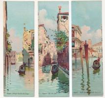 Venice, Venezia; 3 unused litho minicards (14 x 4.5 cm)