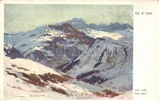 Südtirol, Alto Adige - series of 5 unused art postcards (Pustertal, Arco, Valsugana, Persen, Col di Lana) Offizielle Rotes Kreuz Karte Nr. 415, 416, 419, 420, 421. signed Karl Ludw. Prinz