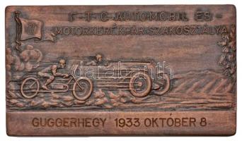 1933. "F.T.C. Automobil és Motorkerékpár Szakosztálya - Guggerhegy 1933. Október 8." Br plakett (40x69mm) T:2