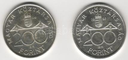 1992. 200Ft Ag "MNB" + 1994. 200Ft Ag "Deák" T:BU