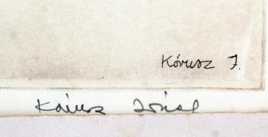 Kórusz József (1927-2010): Pecázó. Rézkarc, papír, jelzett, üvegezett keretben, 30×40 cm