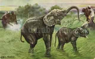 7 db RÉGI használatlan motívumlap; állatok szignózva / 7 old unused motive cards; animals, artist si...