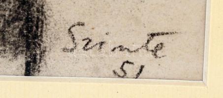 Szinte Gábor (1928-2012): Férfi portré, grafika, papír, paszpartuban, üvegezett keretben, 32x23 cm