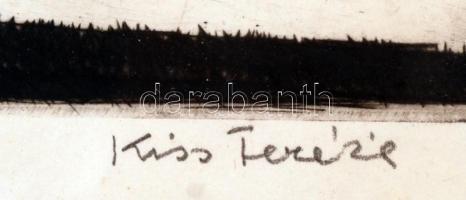 Kiss Terézia (1928-): Asztali csendélet. Rézkarc, papír, jelzett, üvegezett keretben, 24×28 cm