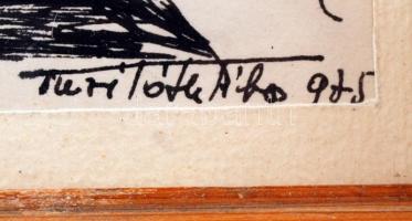 Túri Tóth Ákos: Gödöllői parkerdő. Tus, papír, jelzett, üvegezett keretben, 27×19 cm