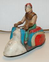 1950-es évek lendkerekes játék motorosfigura