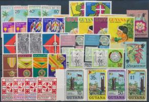 1973-1975 62 db bélyeg, közte teljes sorok, ívszéli értékek + 6 db blokk, 3 db stecklapon