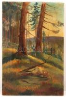 Stelek jelzéssel: Fenyves erdő, olaj, vászon, 61x40