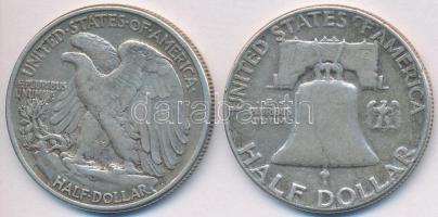 Amerikai Egyesült Államok 1947. 1/2$ Ag "Walking Liberty" + 1952. 1/2$ Ag "Franklin&q...
