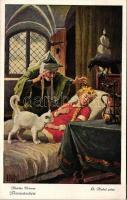 Dornröschen, Brüder Grimm - Sleeping beauty, Grimm brothers. 6 unused German fairy tale art postcard...