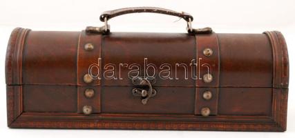 Titkos ládát formázó palacktartó doboz fából, h: 34 cm, m: 12 cm