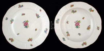 Herendi Eton mintás lapos és mély tányér, kézzel festett, jelzett, hibátlan, d:24 és 25 cm