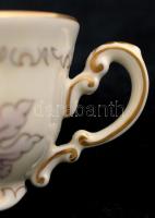 Zsolnay mokkás csésze és alj, kézzel festett, jelzett (Novotel), hibátlan