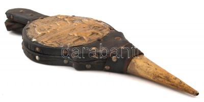 Kályha fújtató réz rátéttel, h: 44 cm