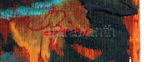 Biai jelzéssel: Bohóc falovon, olaj, falemez, 39x15cm