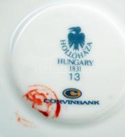 Hollóházi Erika mintás két személyes mokkás készlet, matricás, jelzett, hibátlan, eredeti dobozában