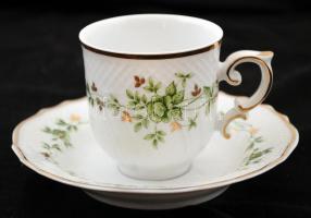 Hollóházi Erika mintás két személyes mokkás készlet, matricás, jelzett, hibátlan, eredeti dobozában