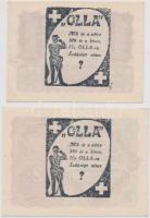 Osztrák-Magyar Bank 1922. 1K + 2K "Olla" reklám pecséttel a hátoldalon T:I,I-