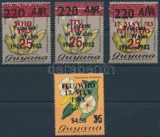 World Health Organization (WHO) overprinted 4 stamps (without closing value), Egészségügyi világszervezet (WHO) felülnyomott 4 érték (hiányzik a záróérték)