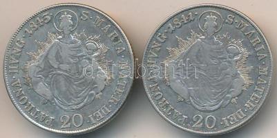 1841-1843B 20kr Ag "V. Ferdinánd" (2xklf) gombbá alakítva T:2-