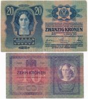 1904. 10K + 1913. 20K mindkettő csehszlovák bélyeggel és felülbélyegzéssel T:III,III- ly