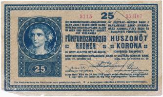 1918. 25K "3115" 3mm hullámos hátlappal "Temesőr" felülbélyegzéssel T:III-