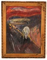 Jelzés nélkül: Sikoly, olaj, papír, üvegezett keretben, 37x28cm