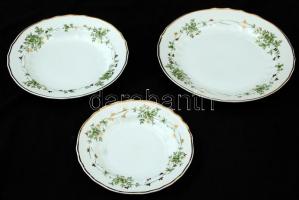 Hollóházi Erika mintás étkészlet és kávéskészlet, matricás, jelzett, hibátlan, étkészlet: 25 db, mok...