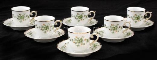 Hollóházi Erika mintás étkészlet és kávéskészlet, matricás, jelzett, hibátlan, étkészlet: 25 db, mok...