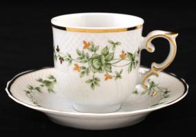 Hollóházi Erika mintás étkészlet és kávéskészlet, matricás, jelzett, hibátlan, étkészlet: 25 db, mok...