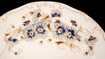 Zsolnay búzavirág mintás emeletes kínáló, kézzel festett, jelzett, hibátlan, m:38 cm