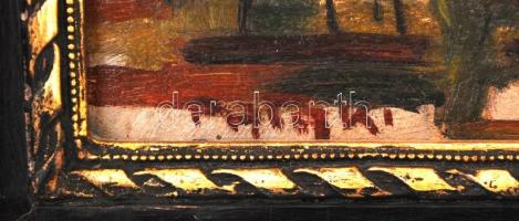 Pataki jelzéssel: Vásári jelenet. Olaj, karton, antik keretben, 27×34 cm