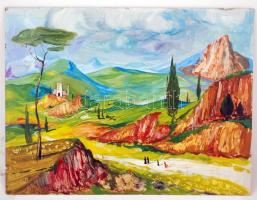 MCP  jelzéssel: Toscana. Olaj, farost, 58x76cm