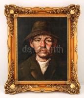 Jelzés nélkül: Férfi fej. Olaj, vászon, antik keretben, 50×40 cm
