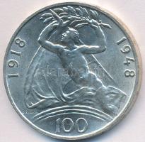 Csehszlovákia 1948. 100K Ag "Függetlenség" T:2 Czechoslovakia 1948. 100 Korun Ag "Independence" C:XF Krause KM#27